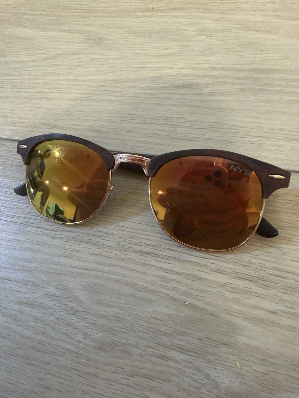 NYS Sunglasses 2721-79 CAT.3 Wood Frames Gold And Brown